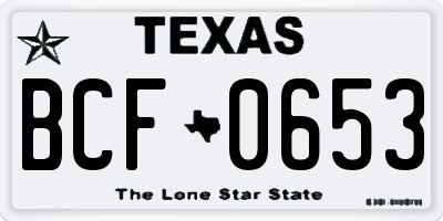 TX license plate BCF0653