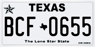 TX license plate BCF0655