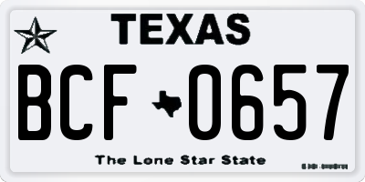 TX license plate BCF0657