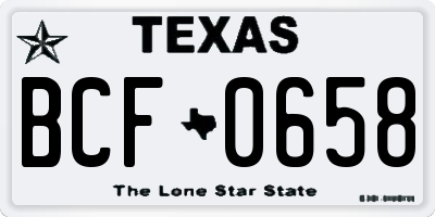 TX license plate BCF0658