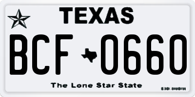 TX license plate BCF0660