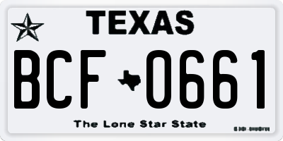 TX license plate BCF0661
