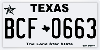 TX license plate BCF0663