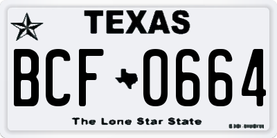 TX license plate BCF0664