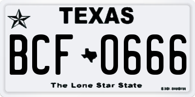 TX license plate BCF0666