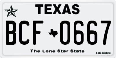TX license plate BCF0667