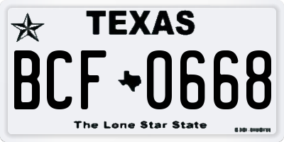 TX license plate BCF0668