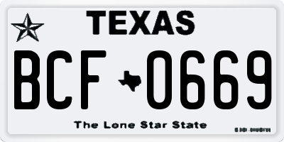 TX license plate BCF0669