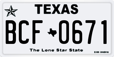 TX license plate BCF0671