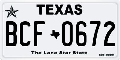 TX license plate BCF0672