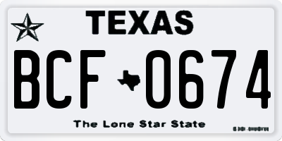 TX license plate BCF0674