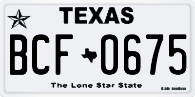 TX license plate BCF0675