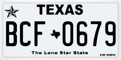 TX license plate BCF0679
