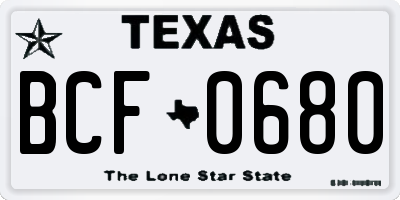 TX license plate BCF0680