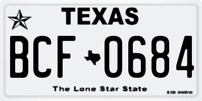 TX license plate BCF0684