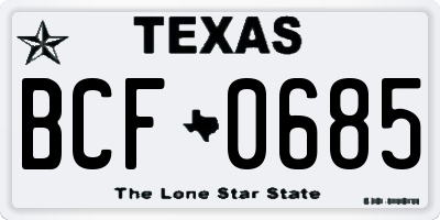 TX license plate BCF0685
