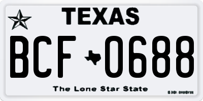 TX license plate BCF0688