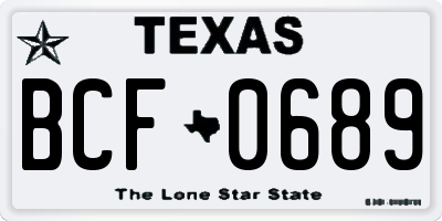 TX license plate BCF0689