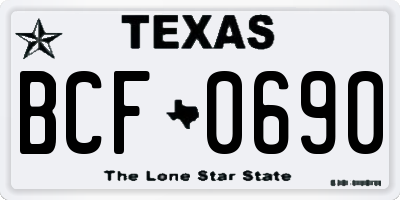 TX license plate BCF0690