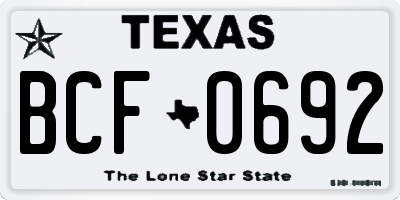 TX license plate BCF0692