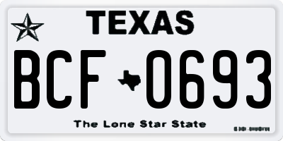 TX license plate BCF0693