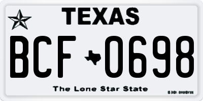 TX license plate BCF0698