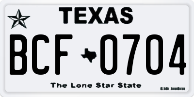 TX license plate BCF0704