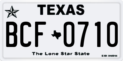 TX license plate BCF0710