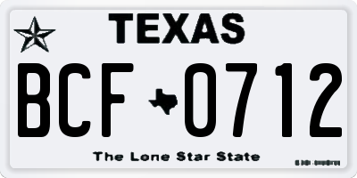TX license plate BCF0712