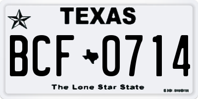 TX license plate BCF0714