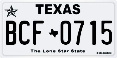 TX license plate BCF0715