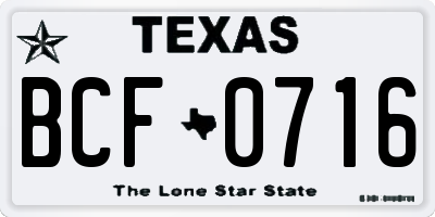 TX license plate BCF0716