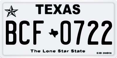 TX license plate BCF0722
