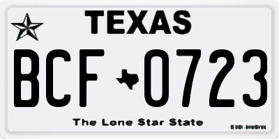 TX license plate BCF0723