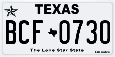 TX license plate BCF0730