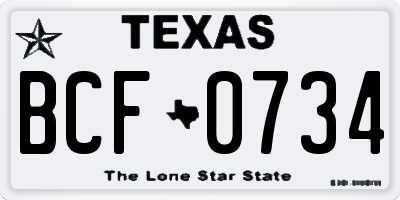 TX license plate BCF0734