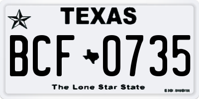 TX license plate BCF0735