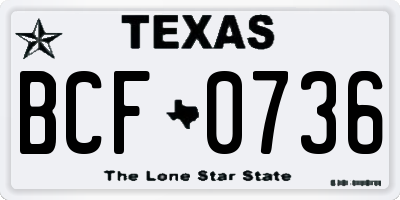 TX license plate BCF0736