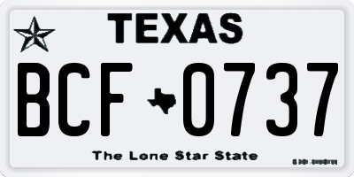 TX license plate BCF0737