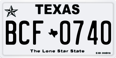 TX license plate BCF0740