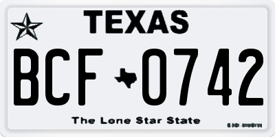 TX license plate BCF0742