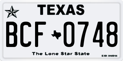 TX license plate BCF0748