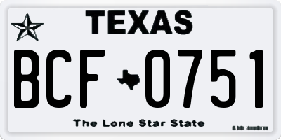 TX license plate BCF0751