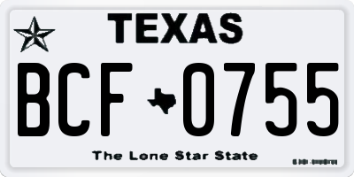 TX license plate BCF0755