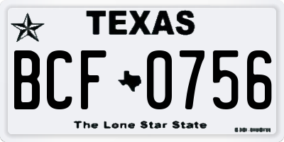 TX license plate BCF0756