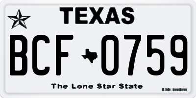 TX license plate BCF0759