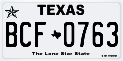 TX license plate BCF0763