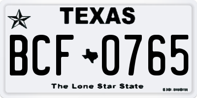 TX license plate BCF0765