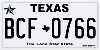 TX license plate BCF0766