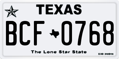 TX license plate BCF0768